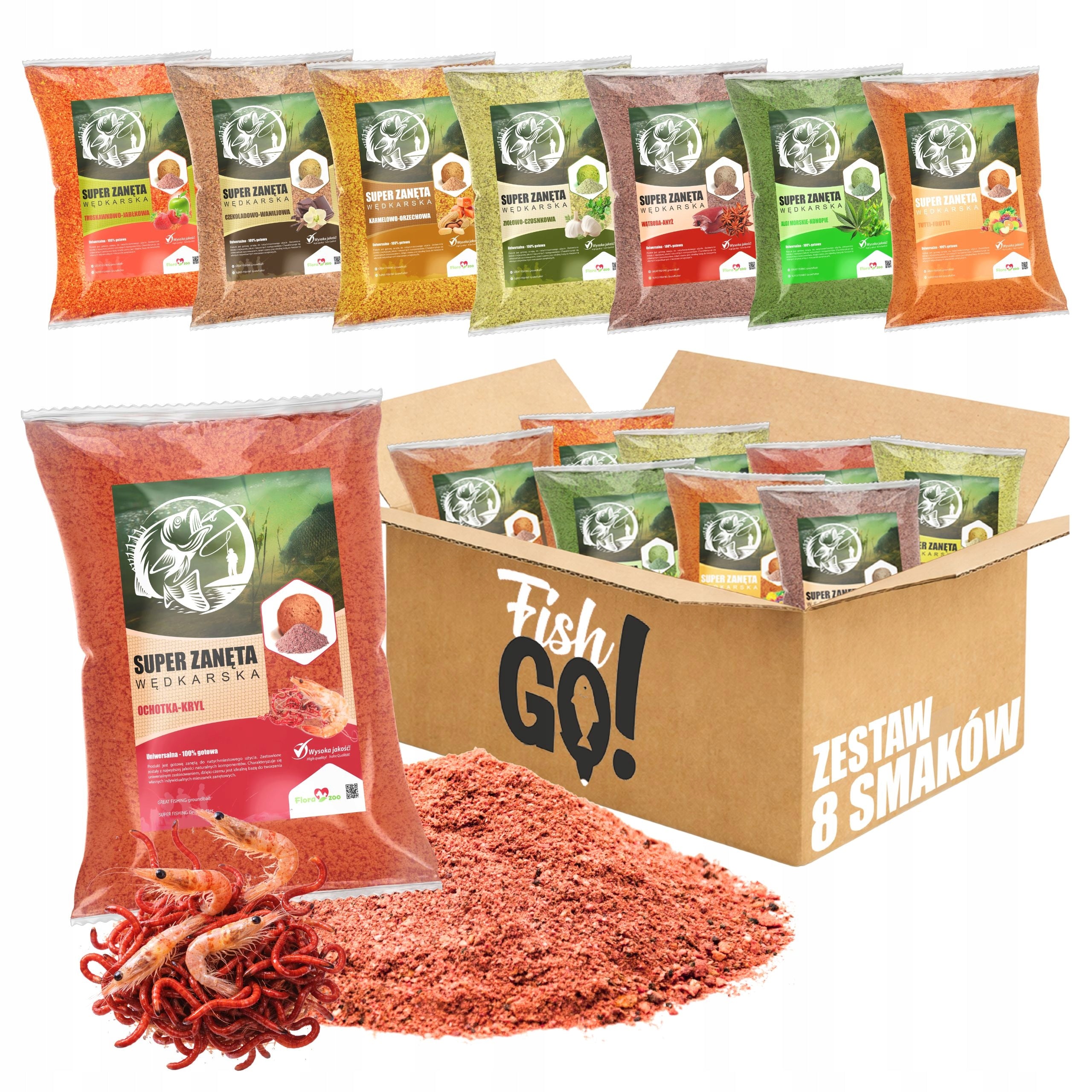 8x FISHING BAIT 1KG SET OF MIX FLAVORS method feeder for carp fish