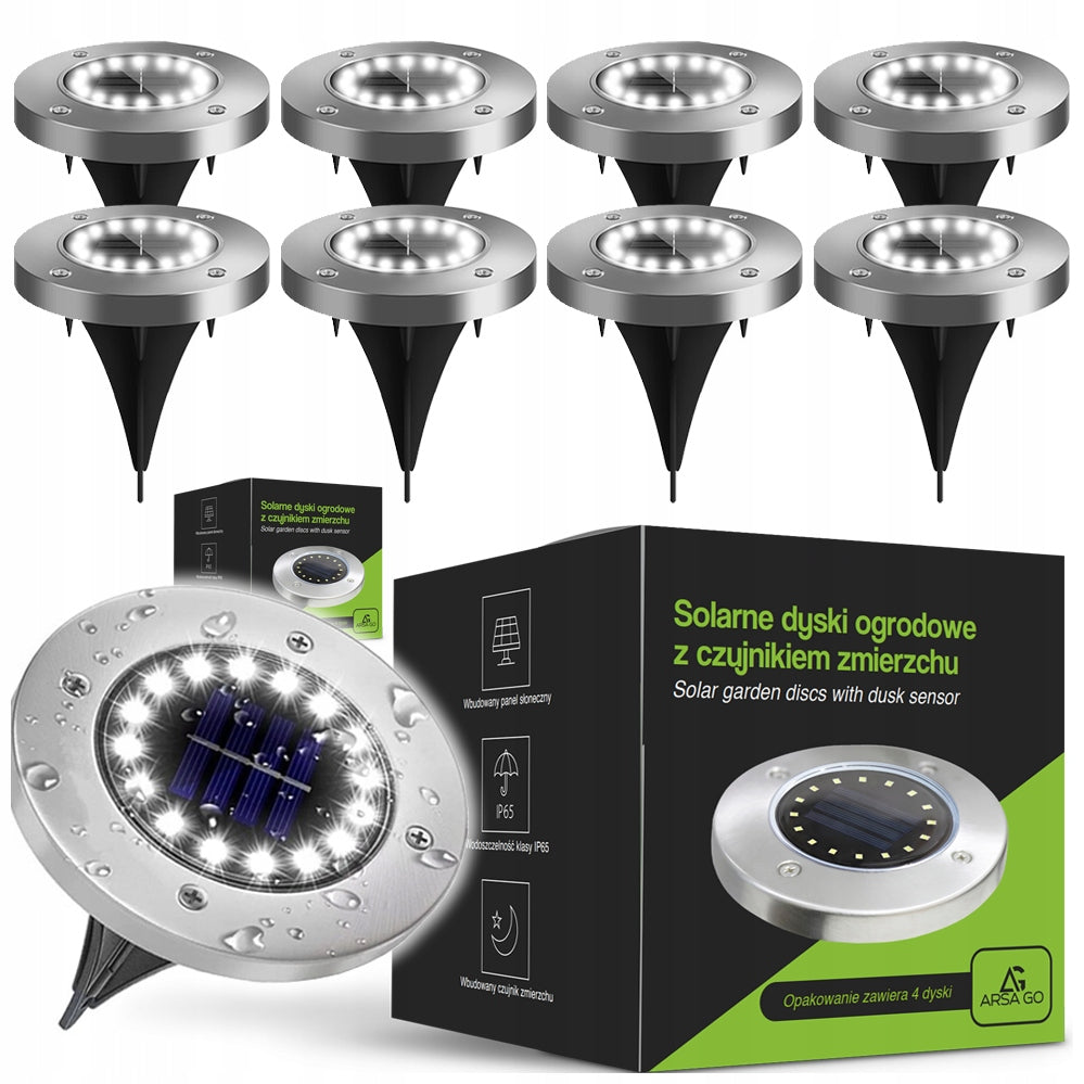 8x Solar Lights For Garden Ground Disk Lights Drives Up to 16 LED