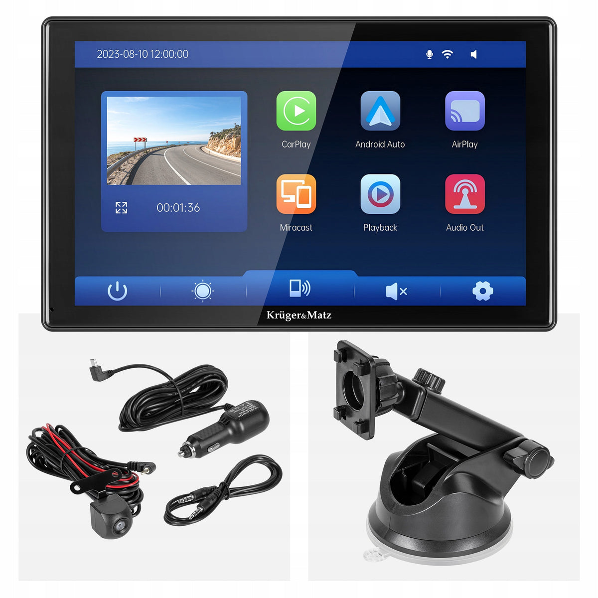 9" Android Auto Apple Carplay Media Station with DVR Kruger&Matz