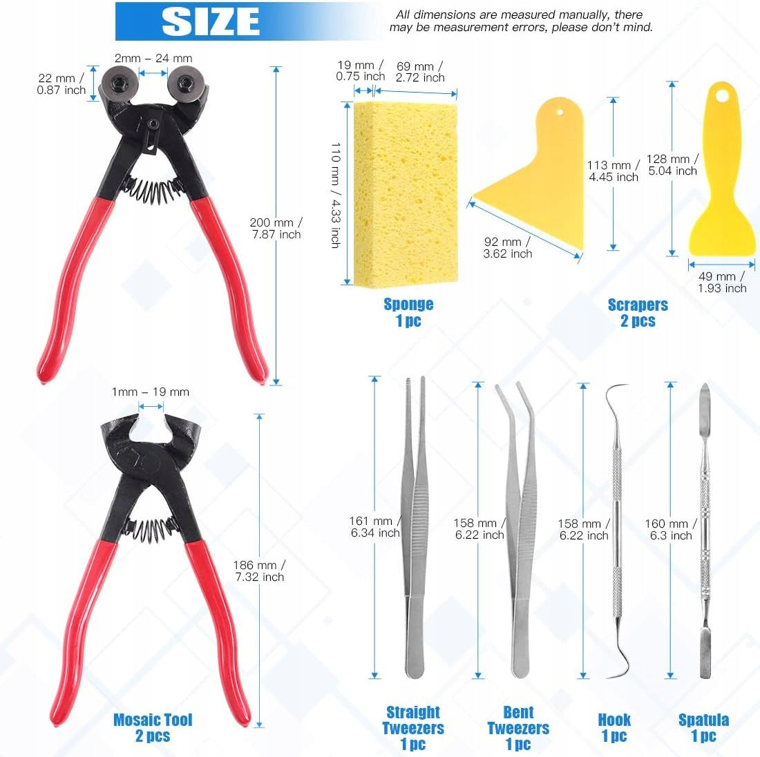 9 Pcs Mosaic Tool Set, 2 Pcs Heavy Glass Mosaic Pliers Manufacturer code 5908107852230