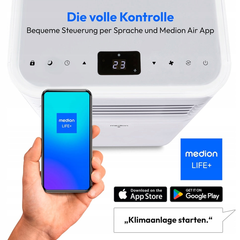 900W SILENT PORTABLE AIR CONDITIONER WITH COMPACT REMOTE CONTROL Dominant color white