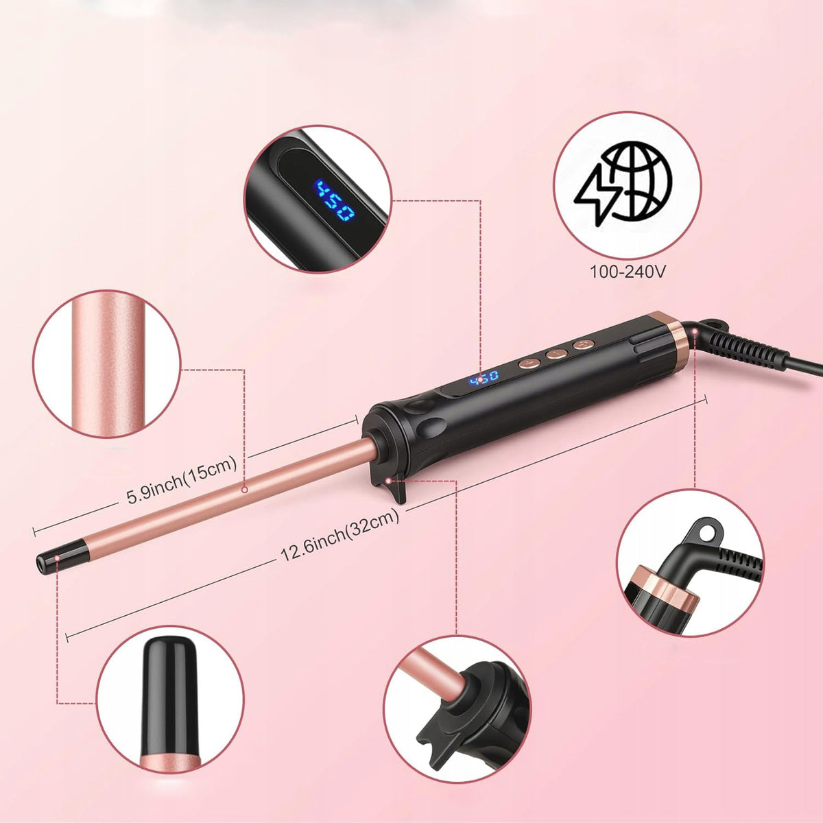 9MM HAIR CURLER, SHORT/LONG HAIR CURLER, TRAVEL CURLER Packaging status original