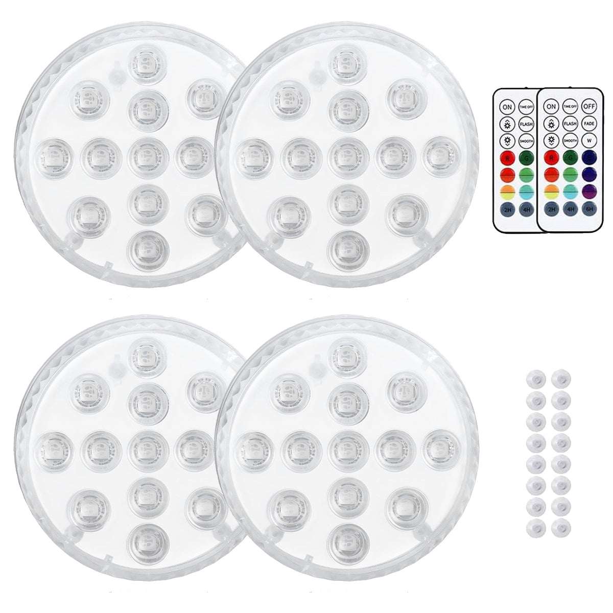Požeminis IP68 RGB LED lempų rinkinys fontanui, baseinui, 4 vnt.