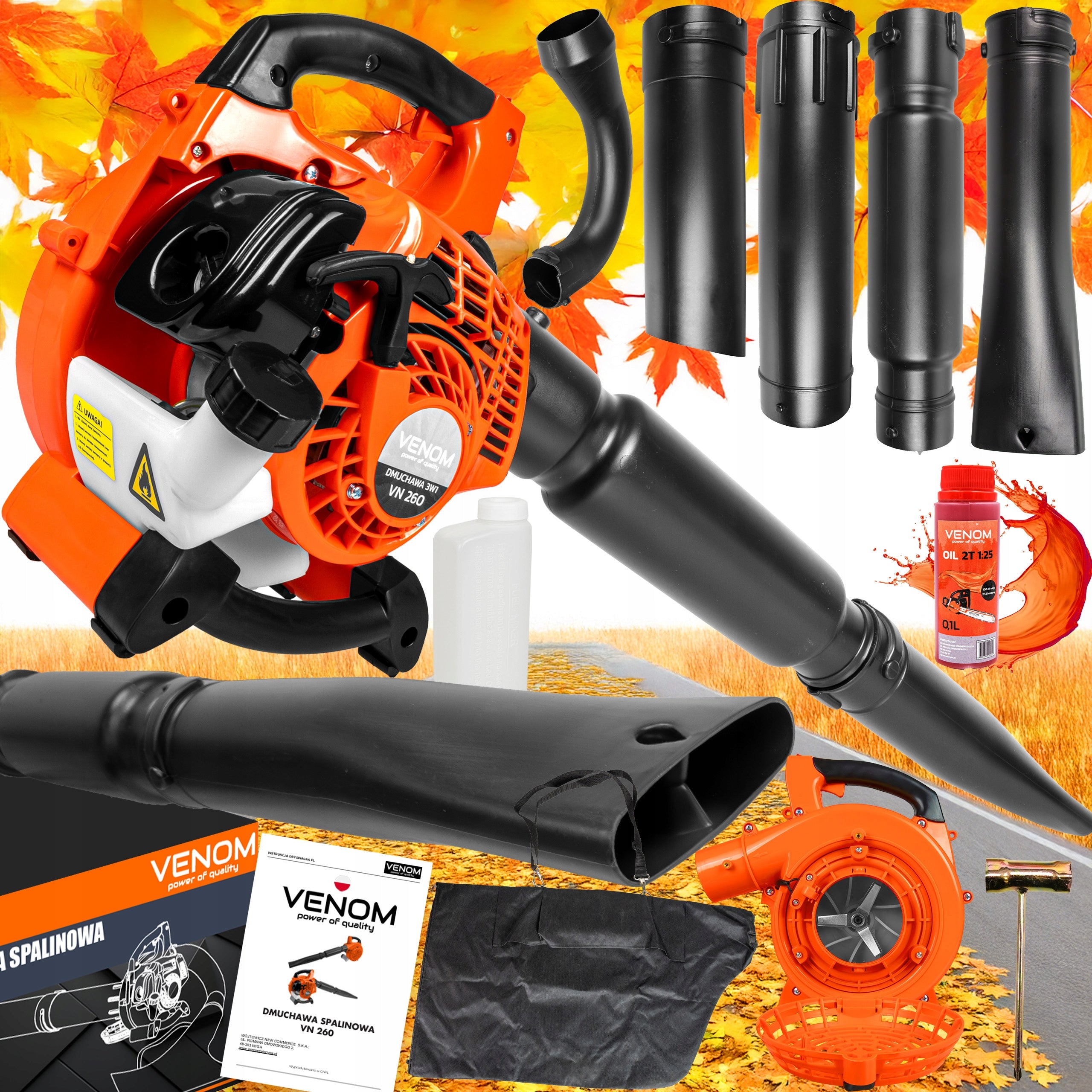 9in1 LEAF COMBUSTION BLOWER GARDEN VACUUM CLEANER SHREDDER BAG 55L