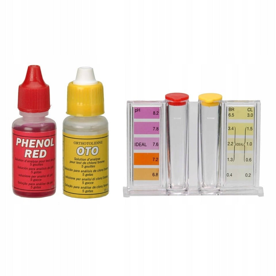 A set for measuring the pH of water and chlorine in a swimming pool