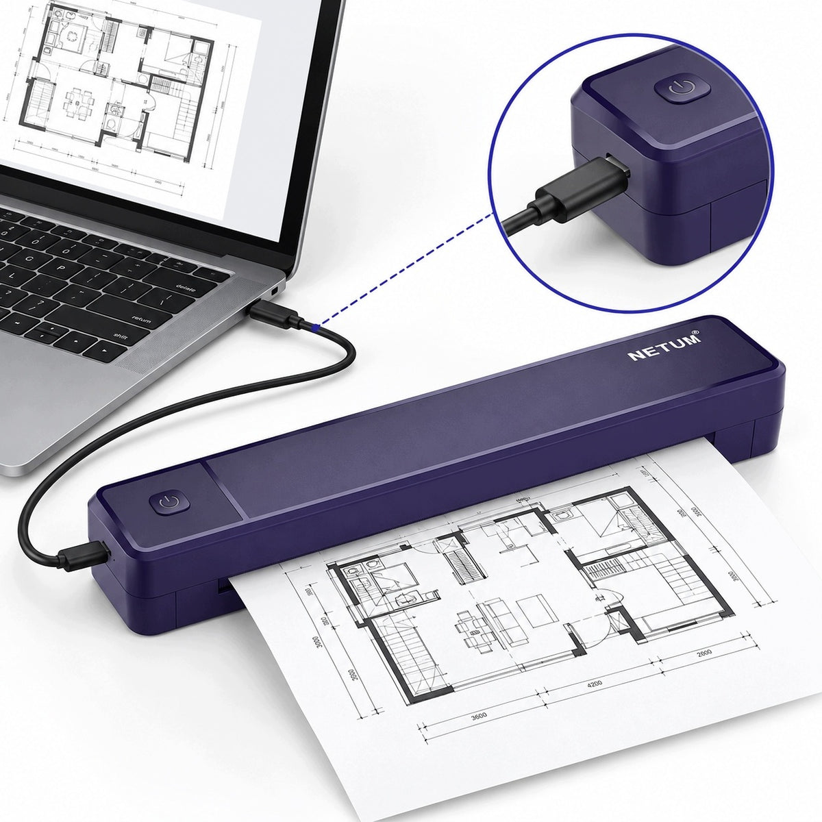 A4 NETUM E80 Bluetooth 203DPI Thermal Printer For Documents And Tattoo Manufacturer code NETUM