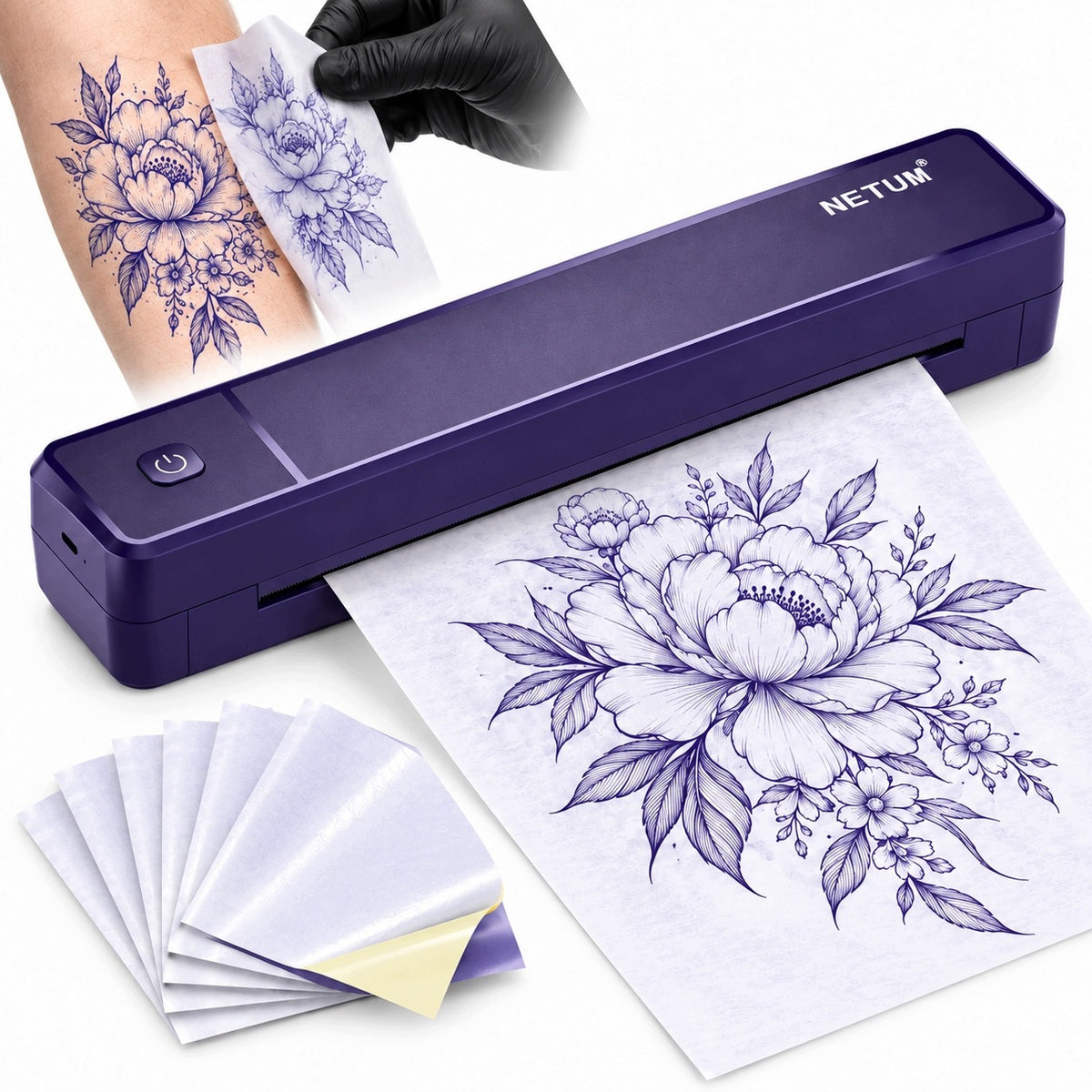 A4 NETUM E80 Bluetooth 203DPI Thermal Printer For Documents And Tattoo