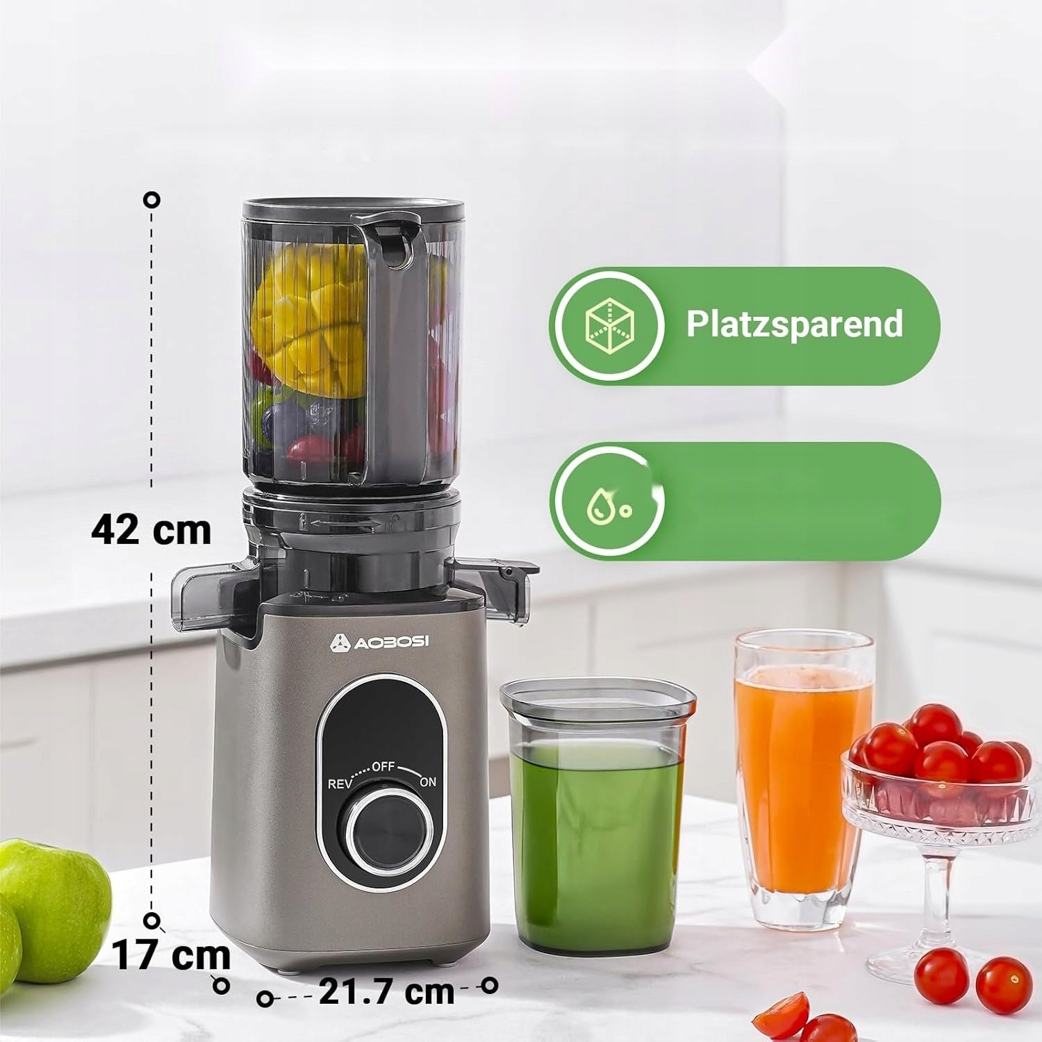 AAOBOSI juicer, slow-moving juicer for vegetables and fruits Dominant color black