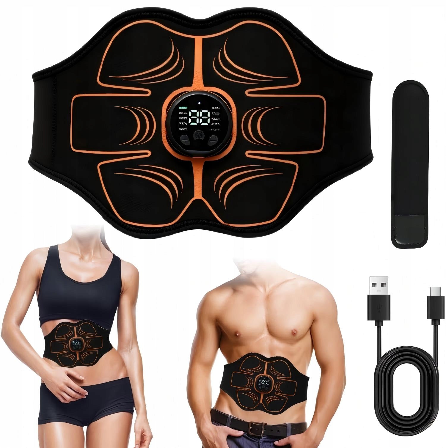 ABDOMINAL MUSCLE ELECTROSTIMULATOR EMS 10MODES SLIMMING BELT WITH EXTENSION