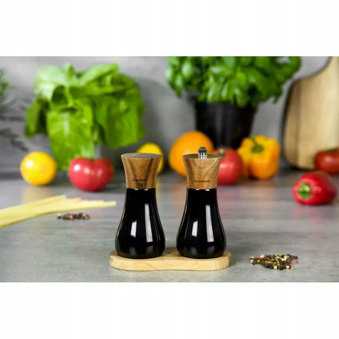 ACACIA PEPPER GRINDER + SALT SHAKER KLAUSBERG KB-7594 Packaging status original