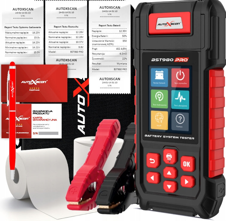 ACCUMULATIVE TESTER PRINTING REPORTS 12V/24V AUTOXSCAN BST980 PRO Polish
