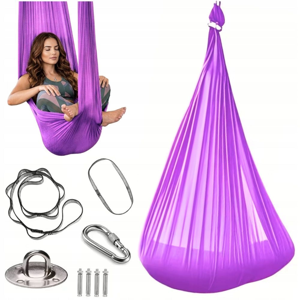 ACROBATIC SASH SCARF HAMMOCK MULTIFUNCTIONAL FOR YOGA EXERCISES PURPLE