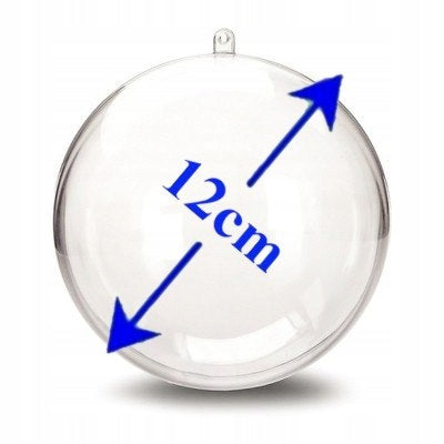 ACRYLIC BAUBLE 12cm ROUND BALL FOR DECORATING TRANSPARENT SET OF 5pcs