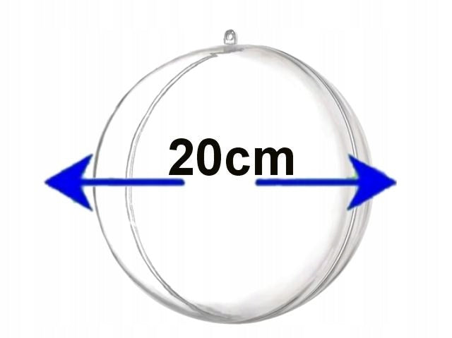 ACRYLIC BAUBLE 20cm ROUND BALL FOR DECORATING TRANSPARENT SET OF 1pcs