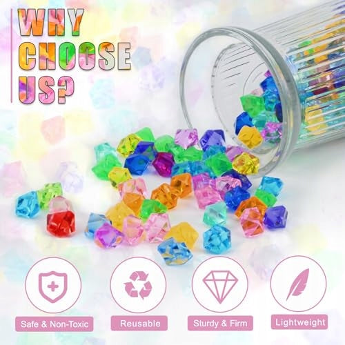 ACRYLIC GEMS DIAMOND COLORED FOR CHILDREN TO PLAY 200 PCS. Brand no brand