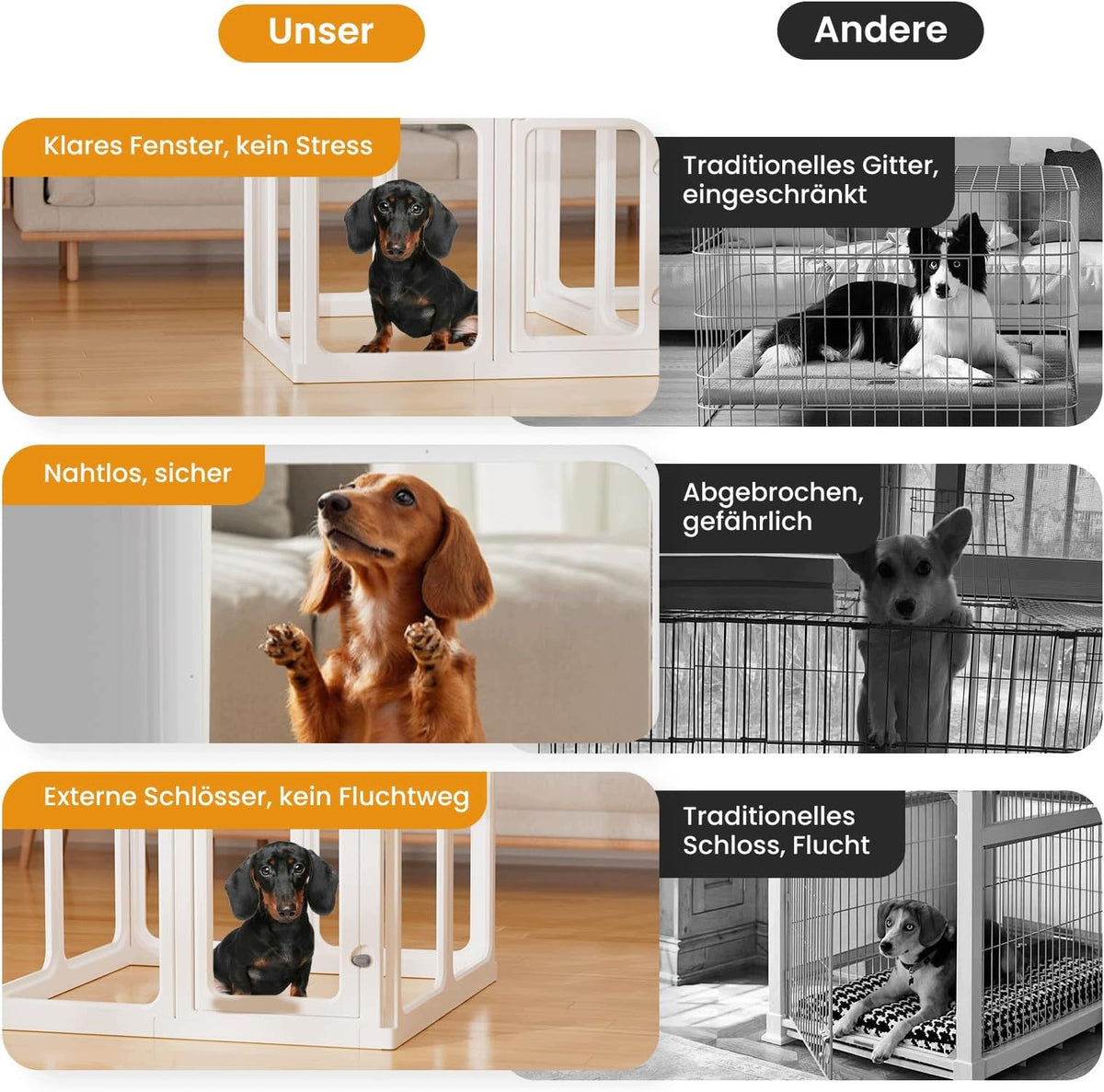 ACRYLIC PLAYPEN FOR DOG 10 PANELS 61 CM HIGH TRANSPARENT Packaging status original