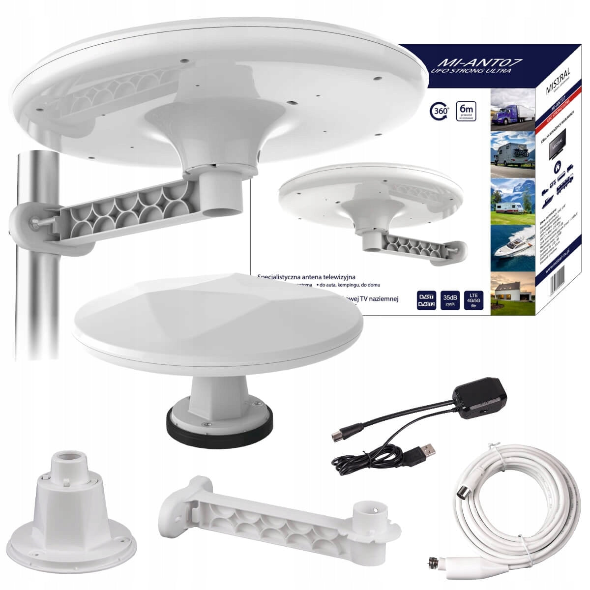 ACTIVE ANTENNA FOR DVBT2 TERRESTRIAL TV OMNIDIRECTIONAL FILTER 5G USB 2 HANDLES STRONG