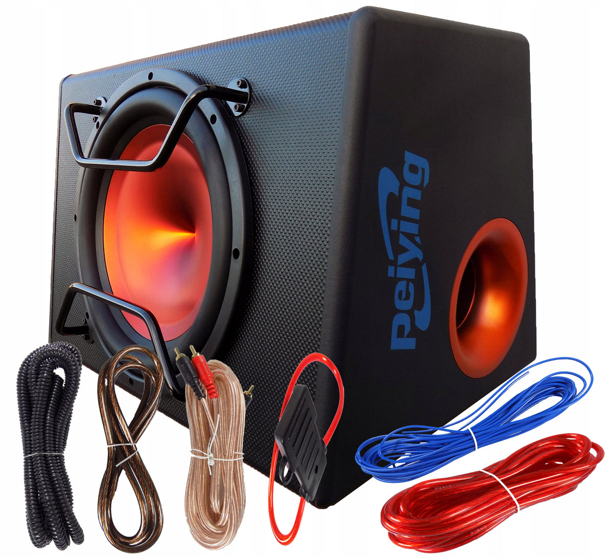 ACTIVE BOX BASS TUBE SUBWOOFER 1000W AMPLIFIER SUPER BASS CABLES