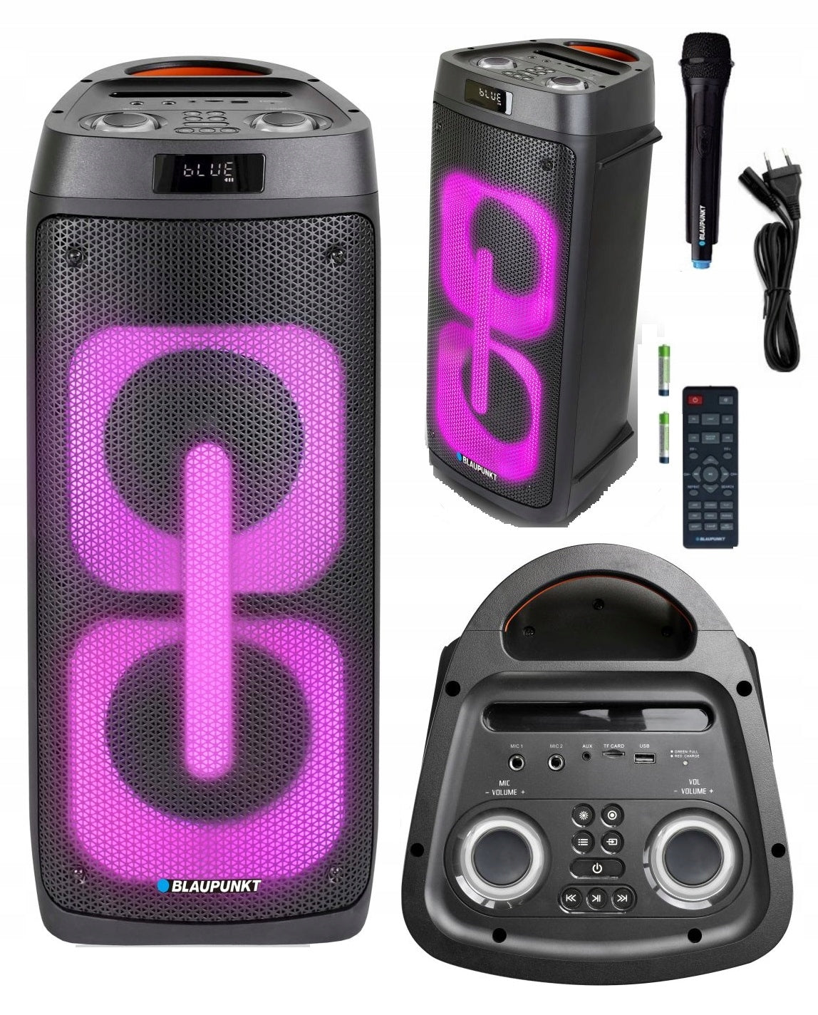 ACTIVE COLUMN PARTYBOX BLAUPUNKT PB50LED KARAOKE LED REMOTE CONTROL AUX USB BT FM