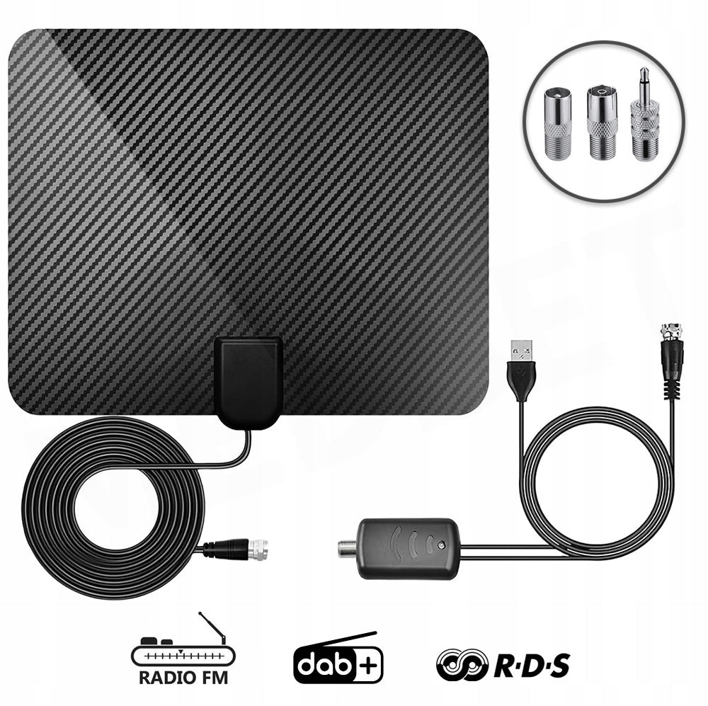 ACTIVE STRONG LARGE RADIO ANTENNA FM DAB+ WITH AMPLIFIER + 4 ADAPTERS Packaging status original
