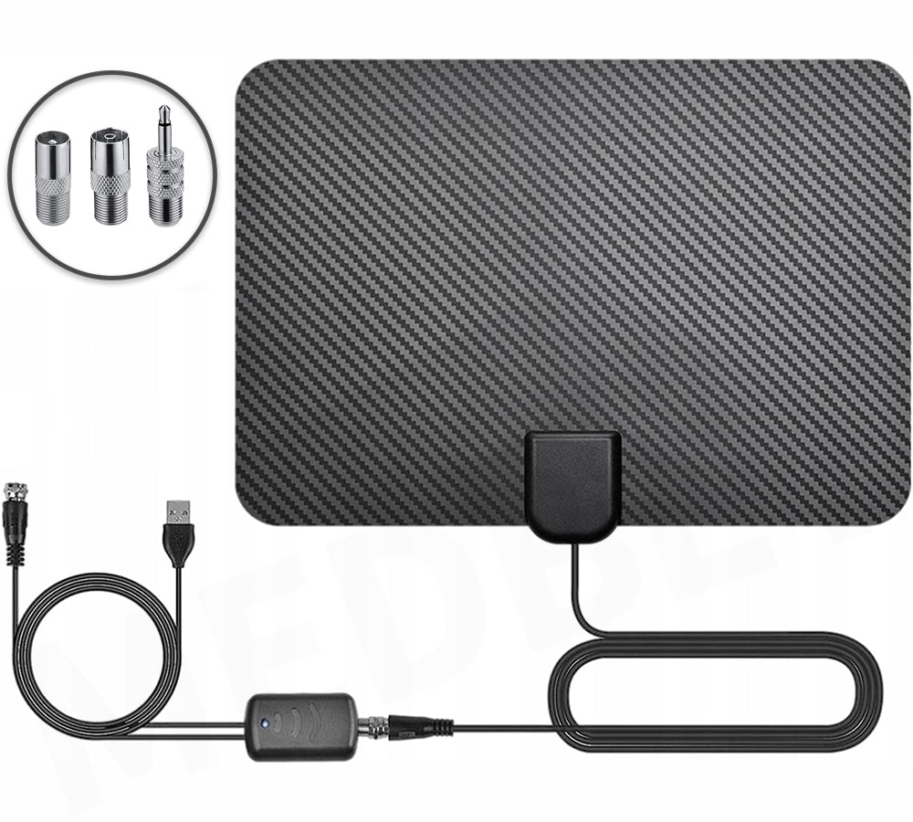 ACTIVE STRONG LARGE RADIO ANTENNA FM DAB+ WITH AMPLIFIER + 4 ADAPTERS