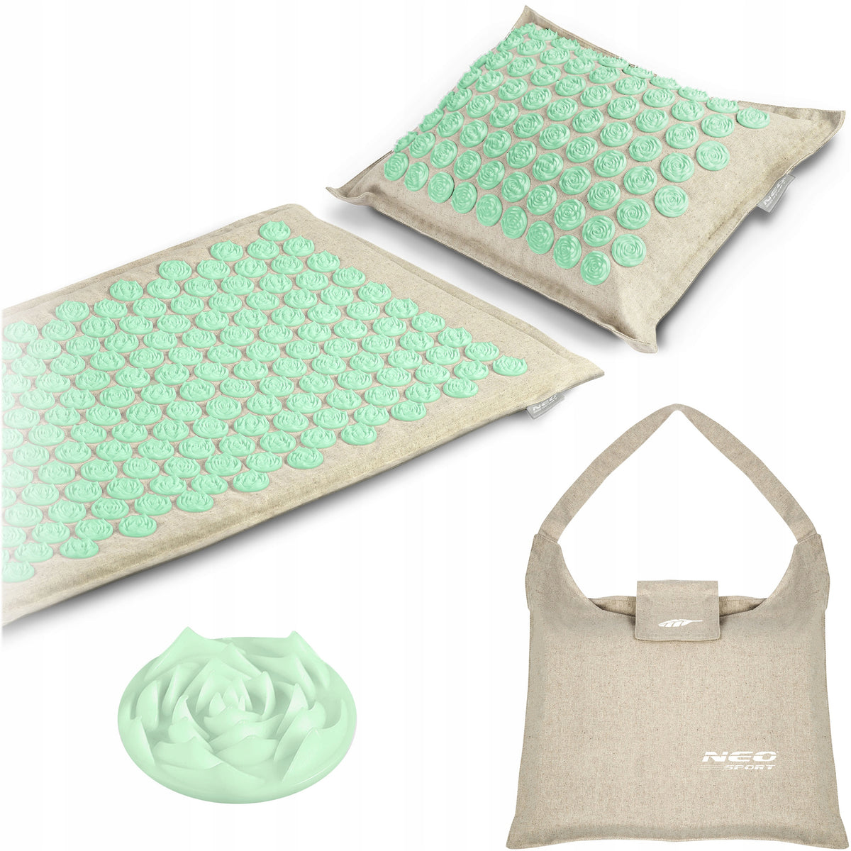 ACUPRESSURE MAT WITH SPIKES + PILLOW + BAG Packaging status original