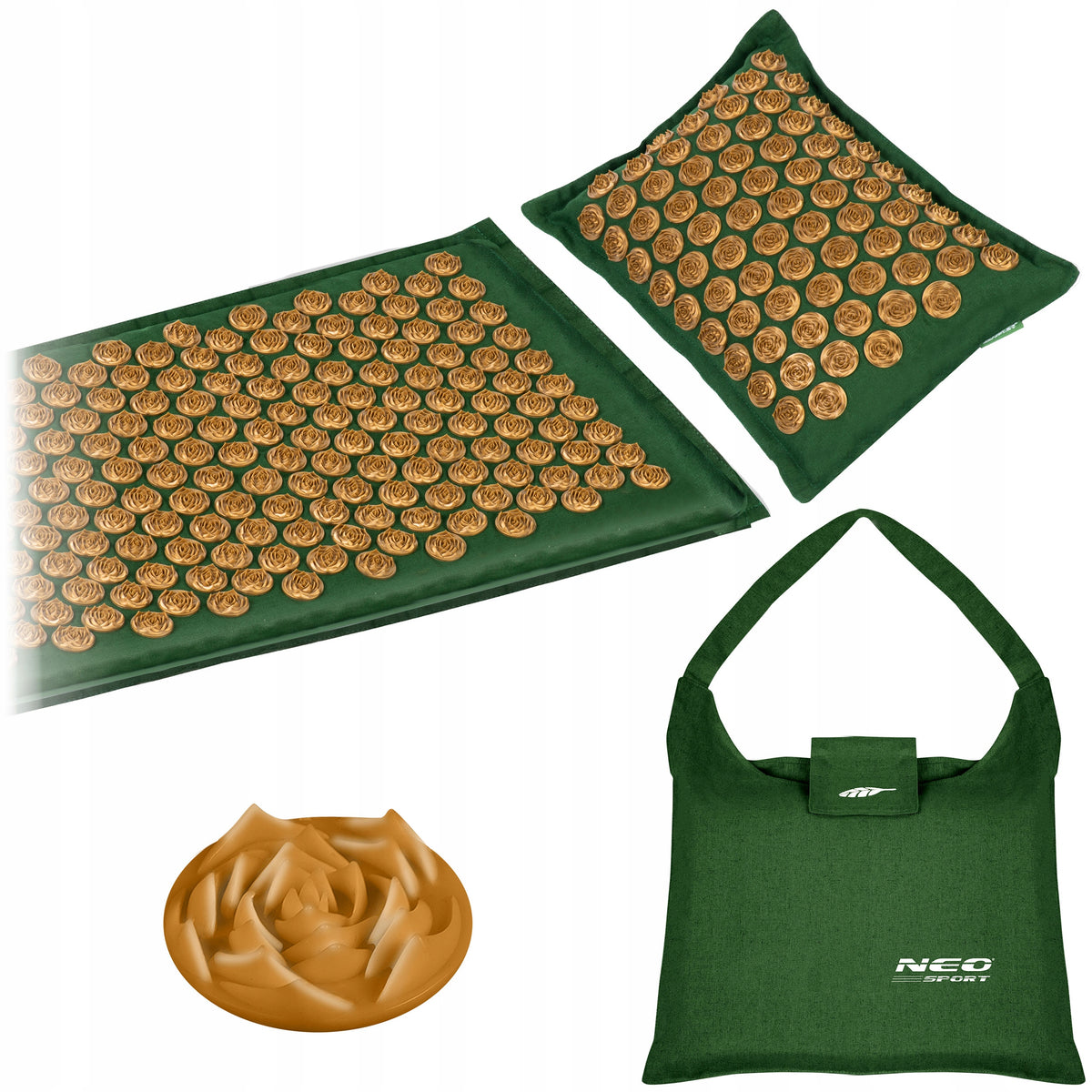 ACUPRESSURE MAT WITH SPIKES + PILLOW + BAG SET PREMIUM COCONUT LINEN Manufacturer code 190205