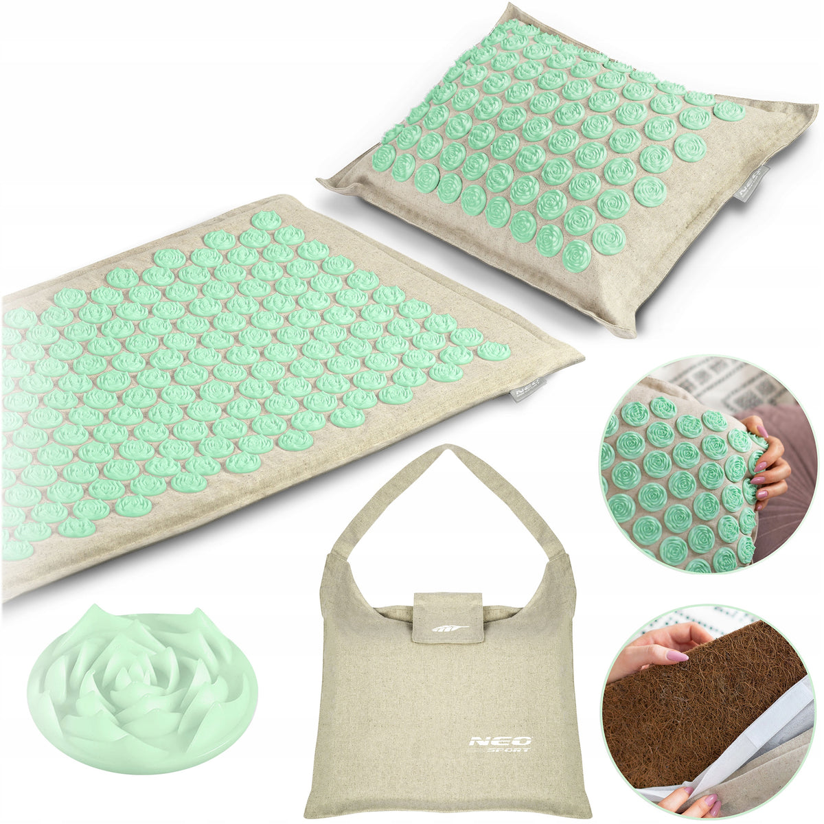 ACUPRESSURE MAT WITH SPIKES + PILLOW + BAG