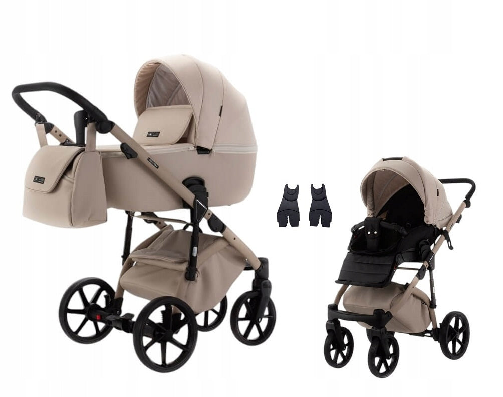 ADAMEX NOLA NATURE stroller 2in1 BAG FOIL + ADAPTERS SET XXL / 3 VANILLA