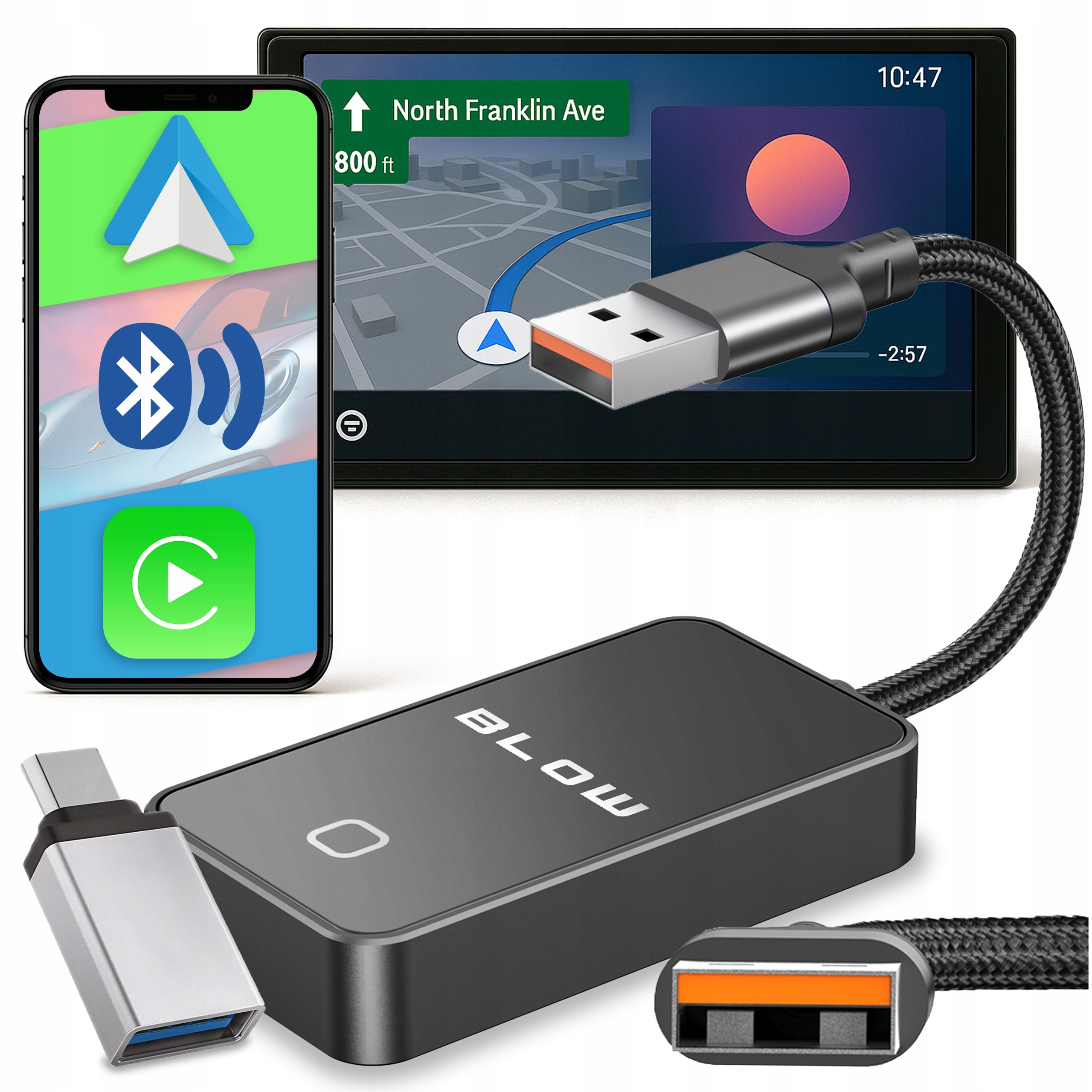 ADAPTER CARPLAY ANDROID AUTO WIRELESS WIFI BLUETOOTH ADAPTER USB C Packaging status original
