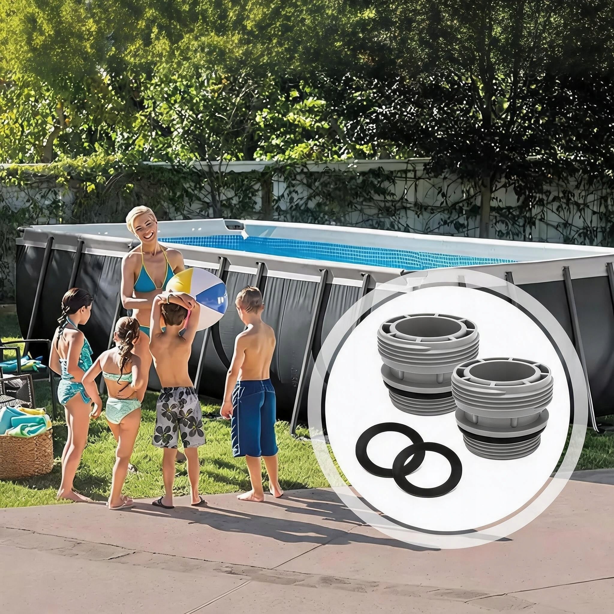 ADAPTER FOR POOL HOSE FITTING 4 PCS ANTI-LEAK SEAL Packaging status original
