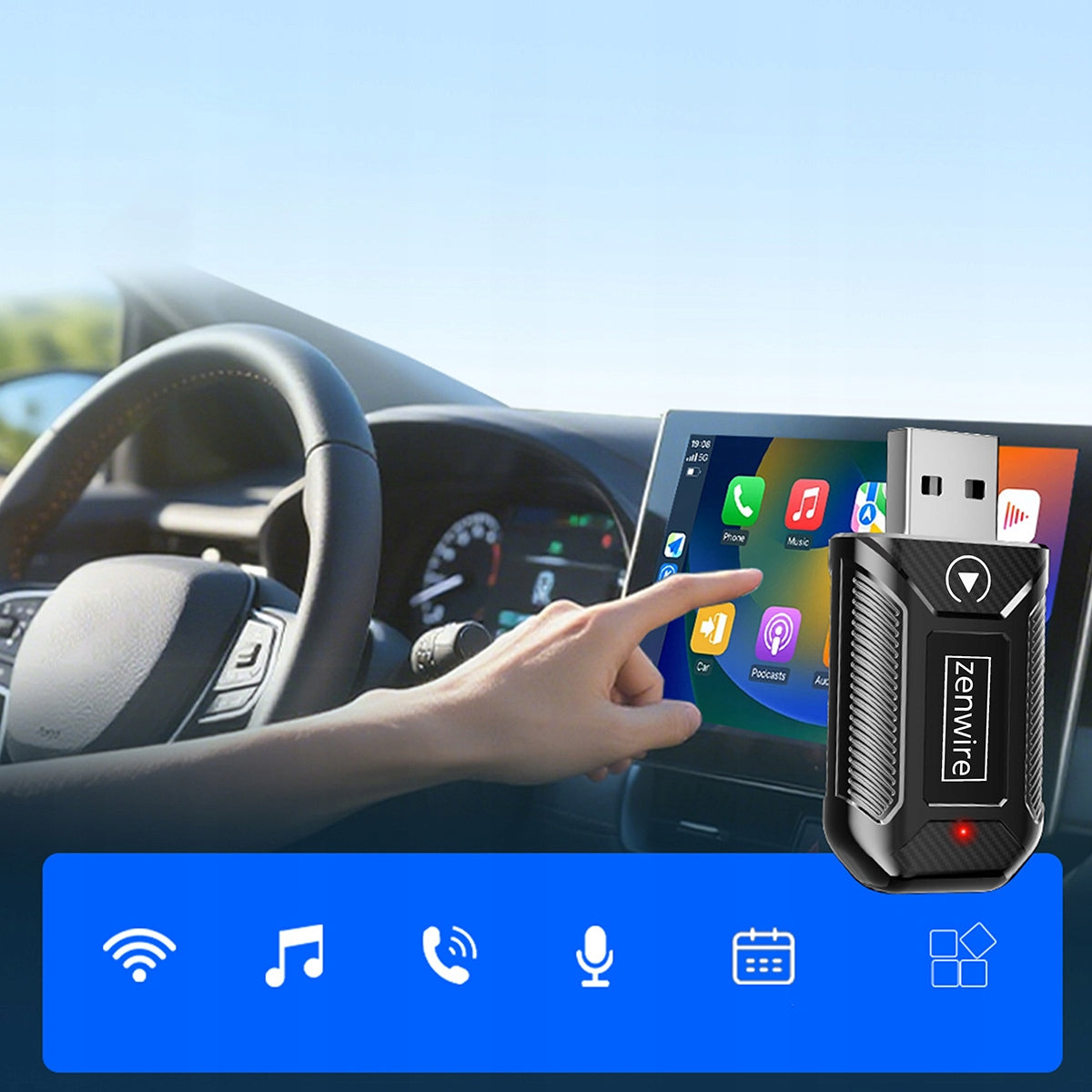 ADAPTER MODULE CARPLAY ANDROID AUTO IPHONE WIRELESS BLUETOOTH WIFI 5G Manufacturer code Adapter Bezprzewodowy Car Play do Auta USB