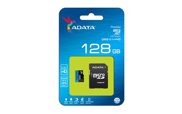 ADATA 128 GB micro SD HC Premiere C10 UHS-I 100MBs memory card Model AUSDX128GUICL10A1-RA1