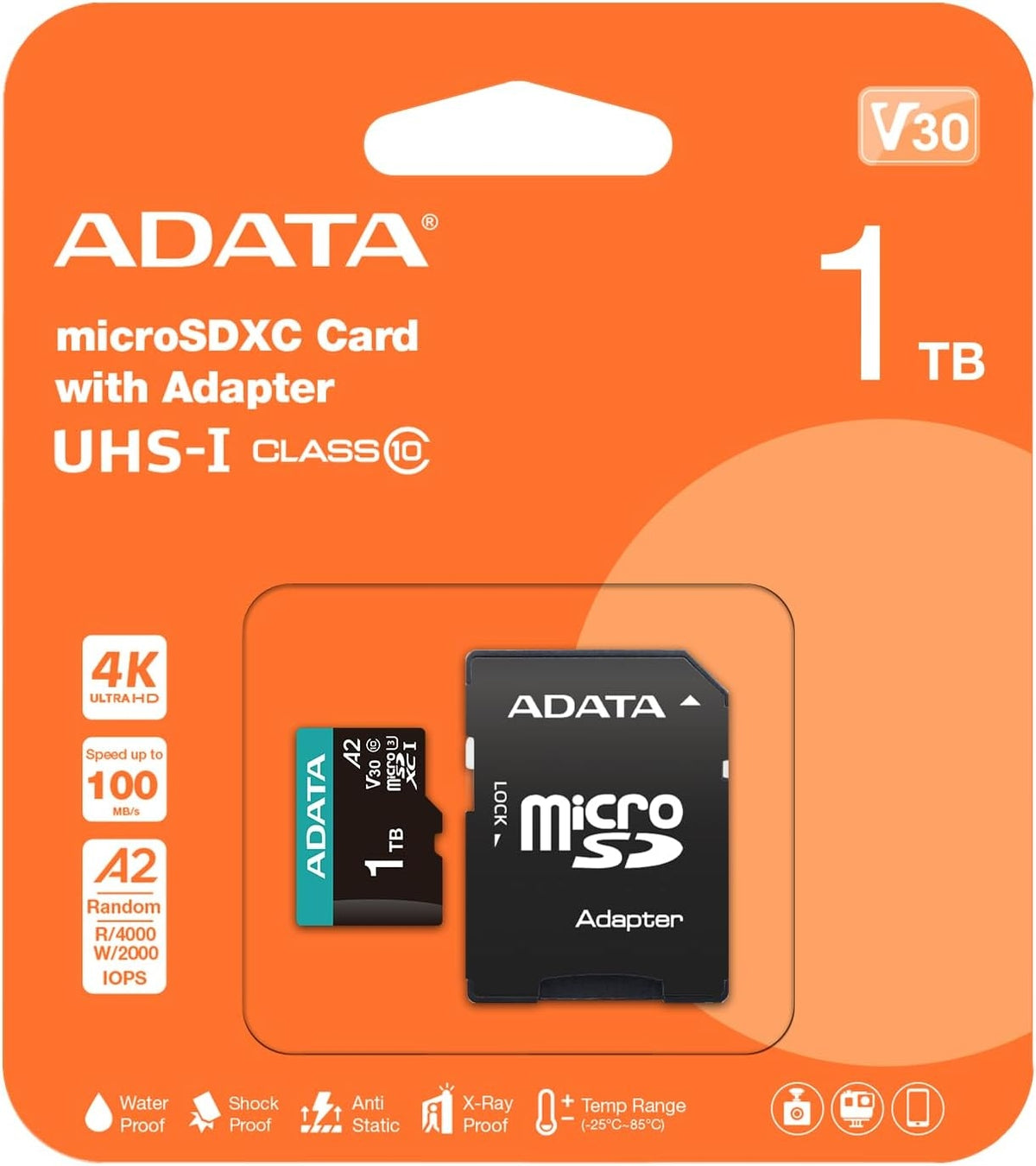 ADATA AUSDX1TUI3V30SA2-RA1 Premier Pro Memory Card 1TB microSD SDXC