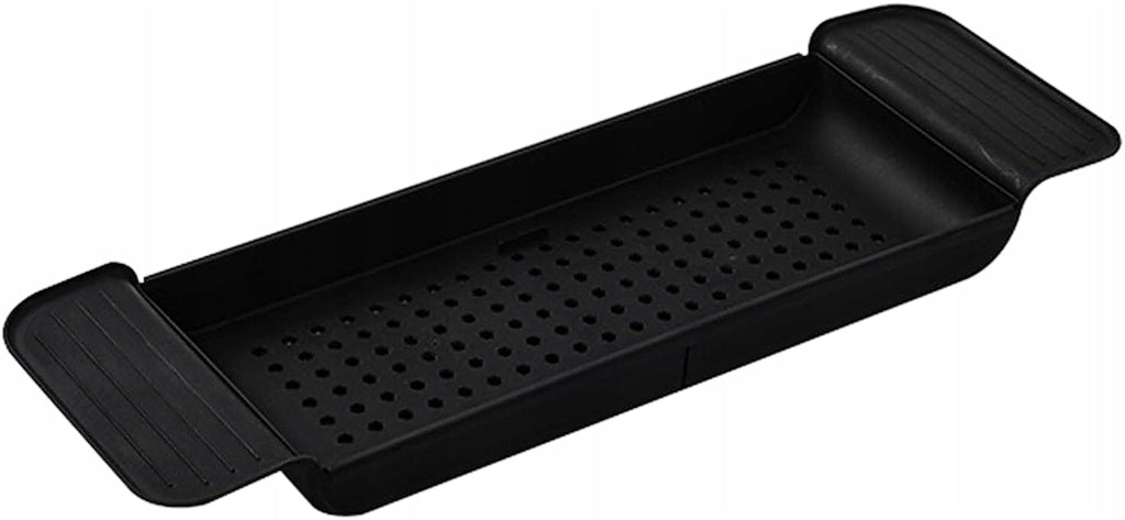 ADJUSTABLE BATHTUB SHELF BATHROOM TRAY ORGANIZER WITH DRAIN 56-79 BLACK Manufacturer code BATH-TRAY-REG-BLK-LN