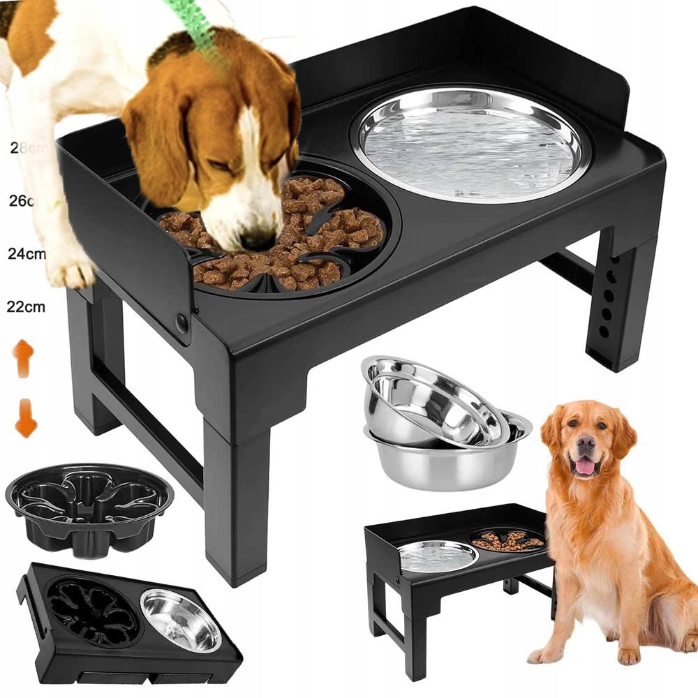 ADJUSTABLE DOG BOWL ON STAND FOOD AND DRINK BOWL NON-SLIP