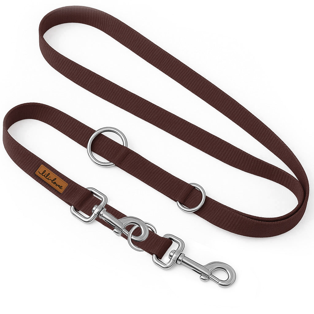 ADJUSTABLE LEASH FOR DOG TRAINING CLIP-ON FOR TRAINING WALK 2,5cm - 5m Manufacturer code SMYCZ.PRZEP.BROWN.5