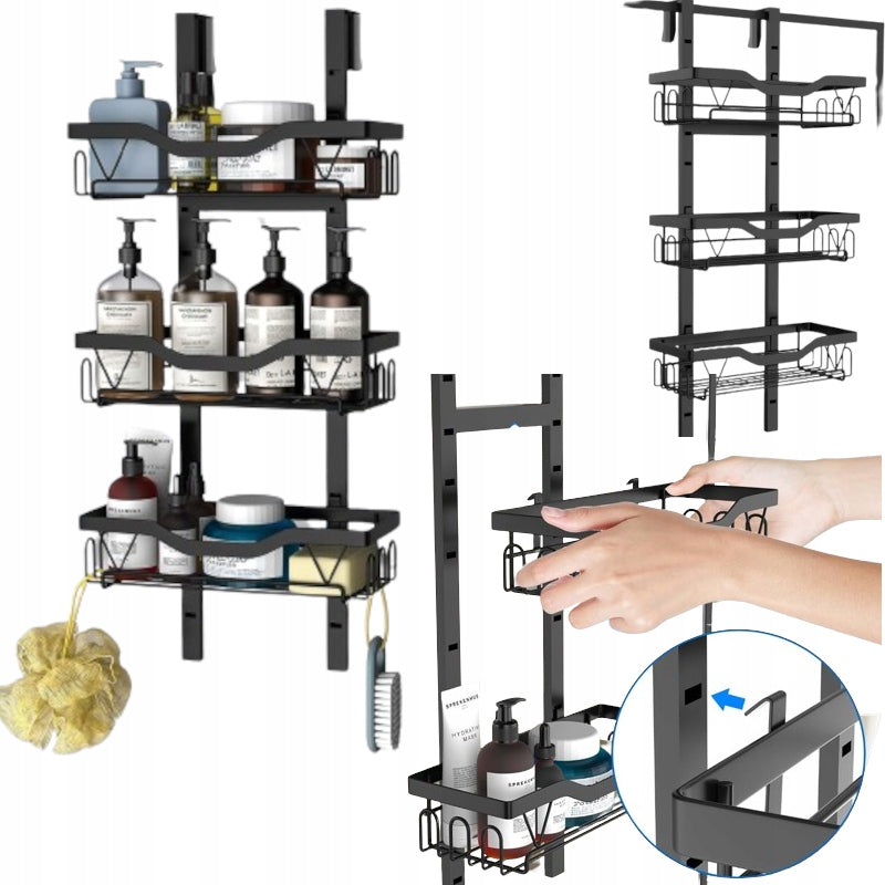 ADJUSTABLE SHOWER HANGING SHELF FOR BATHROOM SHOWER BASKET HOOK