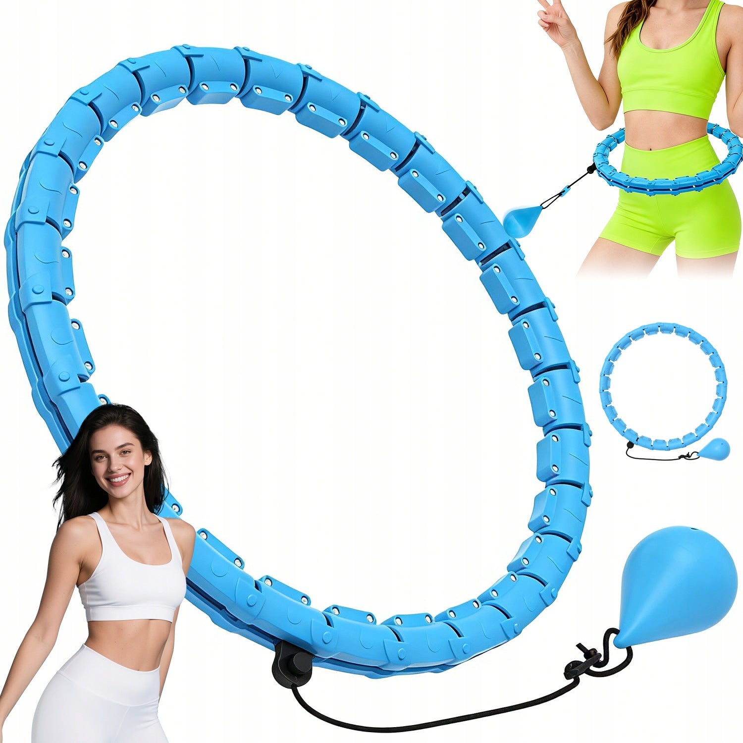 ADJUSTABLE SMART HULA HOOP FOR WAIST AND HIP TRAINING FOR WOMEN