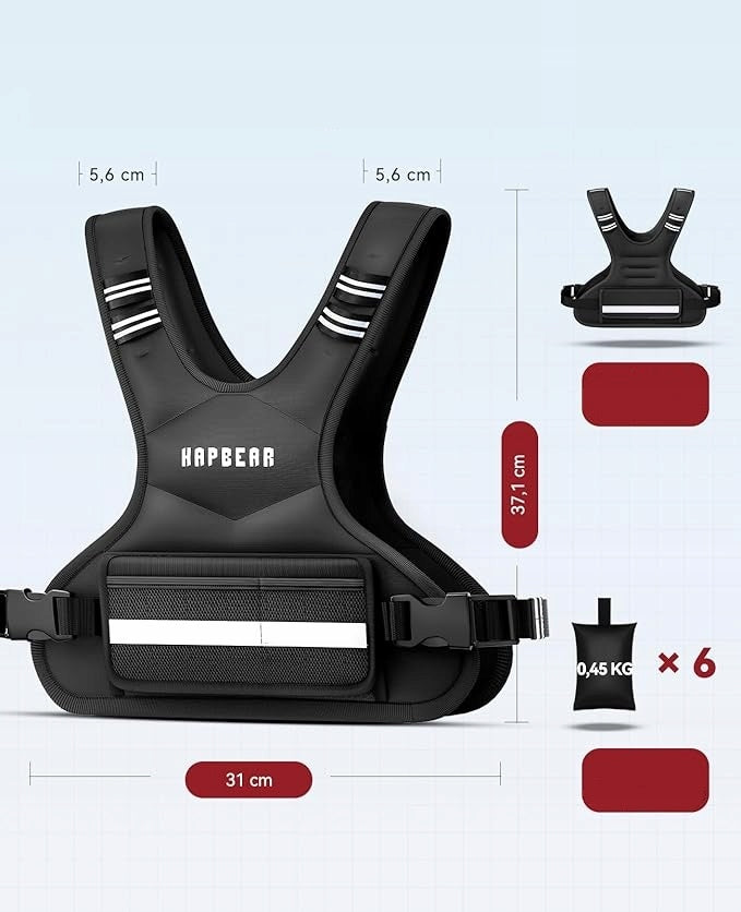 ADJUSTABLE WEIGHTED VEST EXERCISE TRAINING 6X WEIGHT WITH POCKET Brand no brand