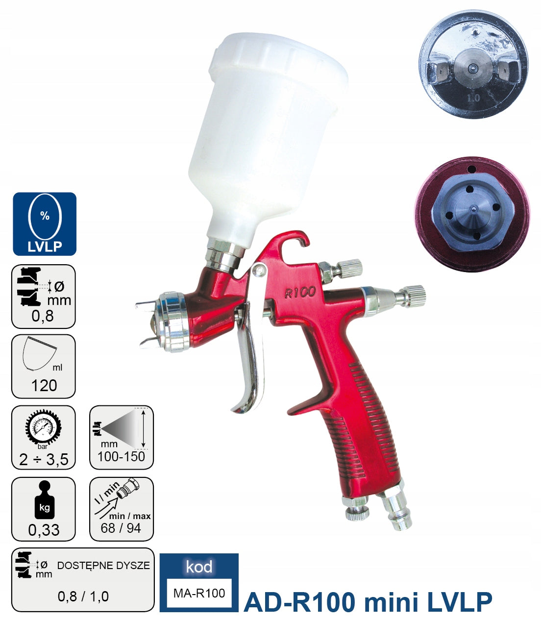 ADLER Low pressure paint gun 1.0mm Brand ADLER