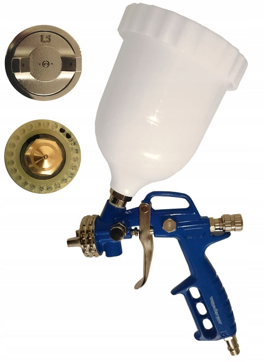 ADLER Paint Spray Gun BLUE HP 1.5mm upper tank 0206.9 Series MAR0206.9