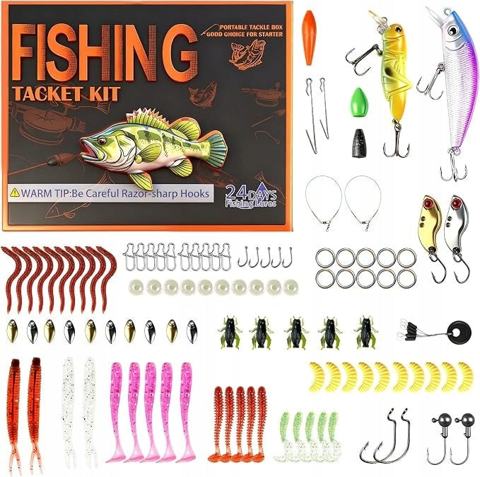 ADVENT CALENDAR 2025 FISHING 24 DAYS BAIT GIFT 105 PARTS