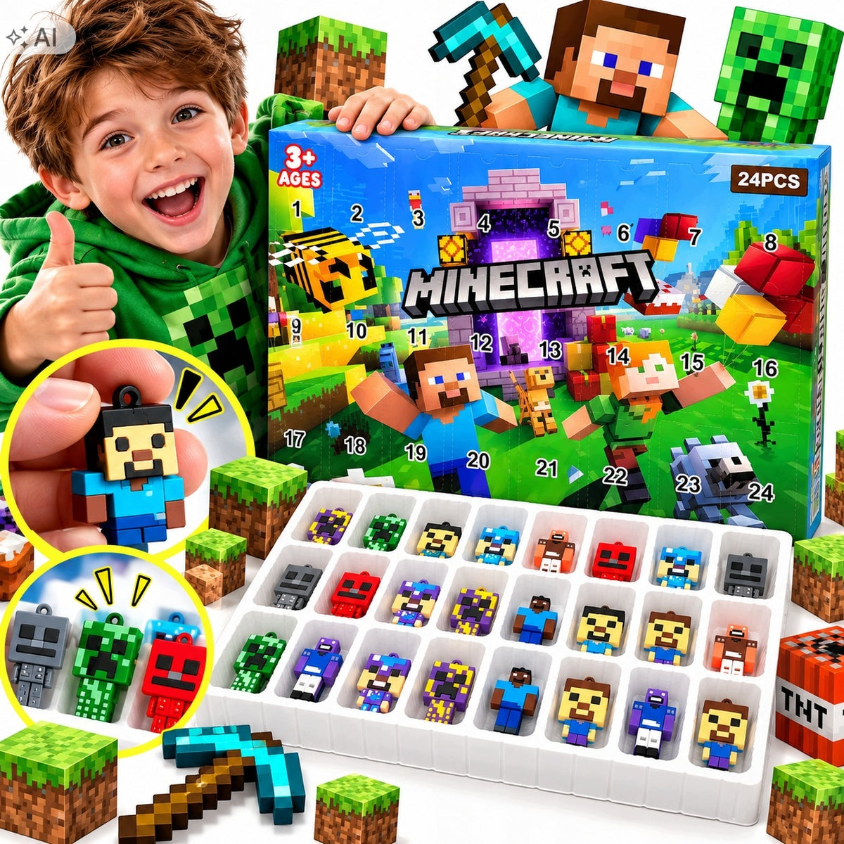 ADVENT CALENDAR 2026 MINECRAFT FOR CHILDREN FIGURINES PIXELS FOR GIFT