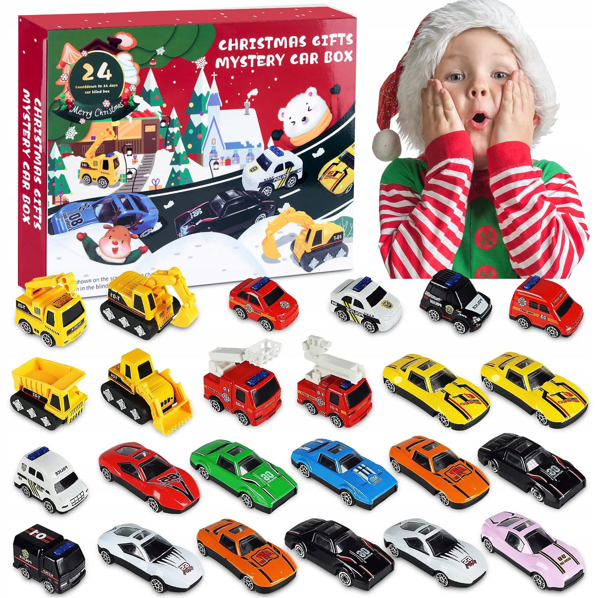 ADVENT CALENDAR 24 ELEMENTS CARS FOR CHILDREN GIFT