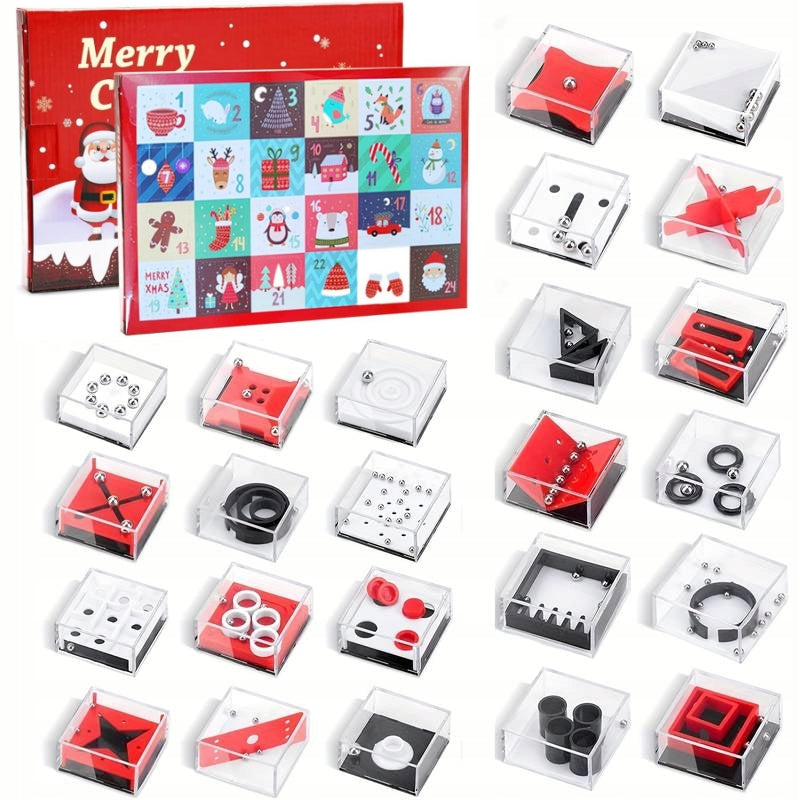 ADVENT CALENDAR 24 PUZZLE GAMES 3D PUZZLES MINI GAMES CHECKERED TOYS
