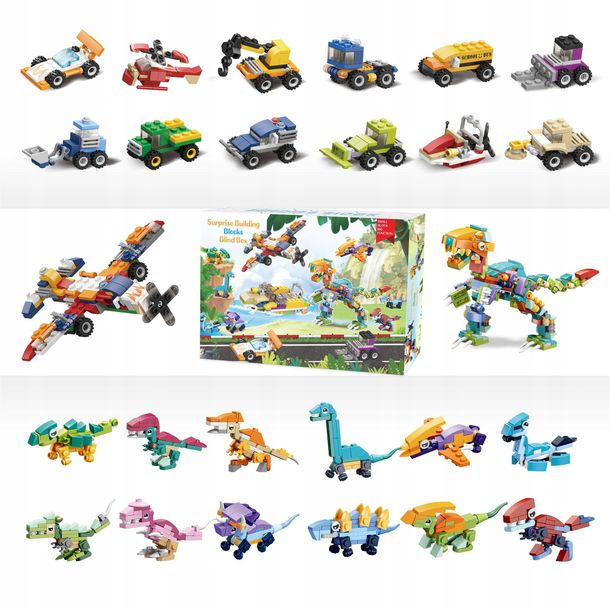 ADVENT CALENDAR 24 SETS DINOSAUR BLOCKS AND CARS FOR GIFT Manufacturer code GL-29