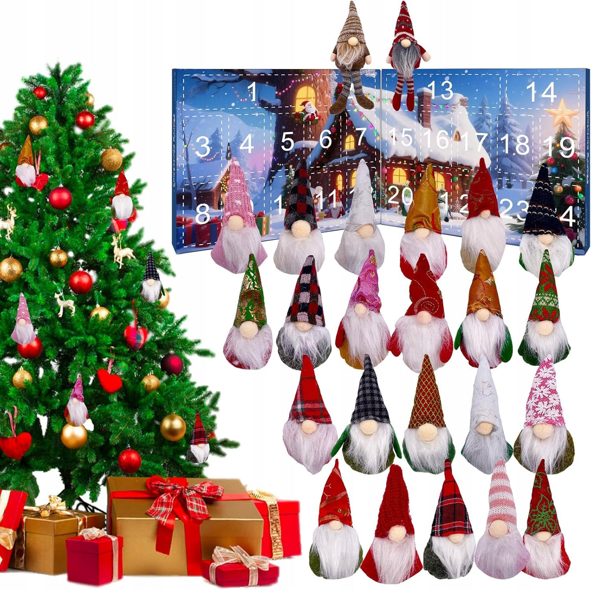 ADVENT CALENDAR 24 x PLUSH TOYS GNOMES LEPRECHAUNS SUPER QUALITY ENB