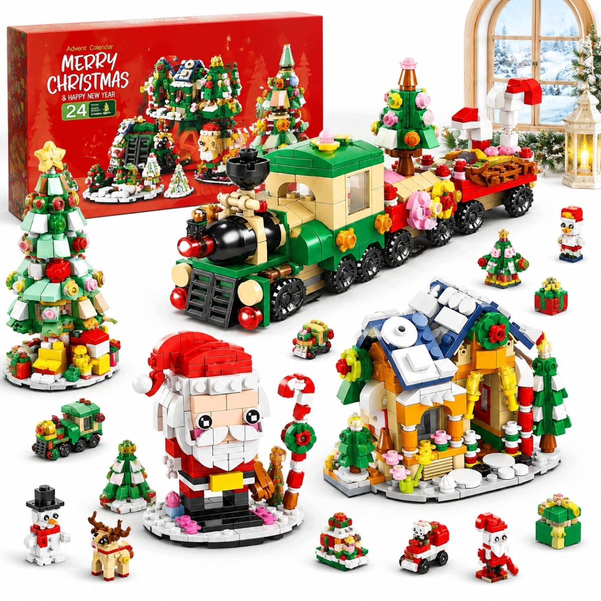 ADVENT CALENDAR BUILDING BLOCKS MULTICOLOR 28 CHRISTMAS MODELS