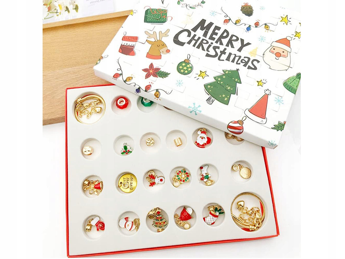ADVENT CALENDAR Charms BRACELET Christmas Gift 24 Window GIRLS Brand no brand